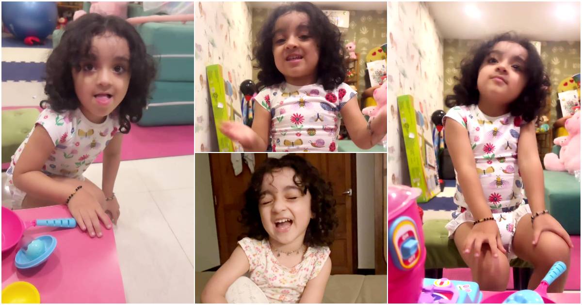 Pearle Maaney Daughter Nila Baby Making Dosa In Kitchen Video