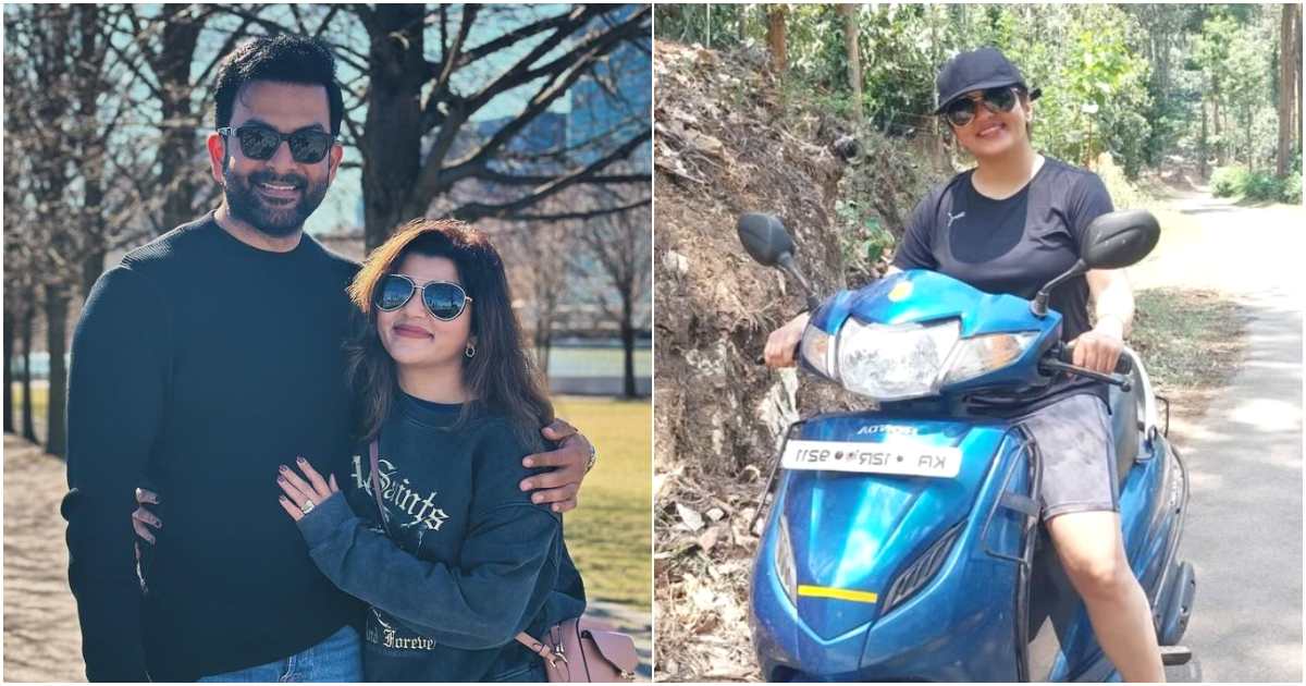 Supriya Menon Prithviraj Scooter Ride After A While Viral Video