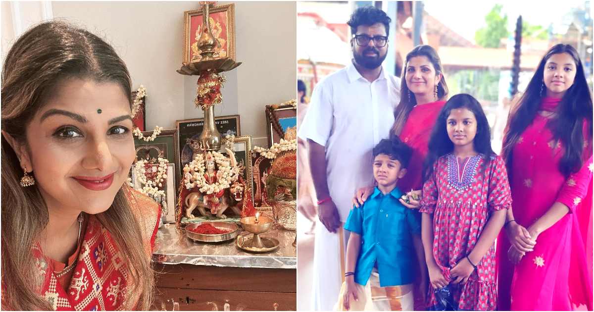 Rambha With Family At Guruvayoor Temple